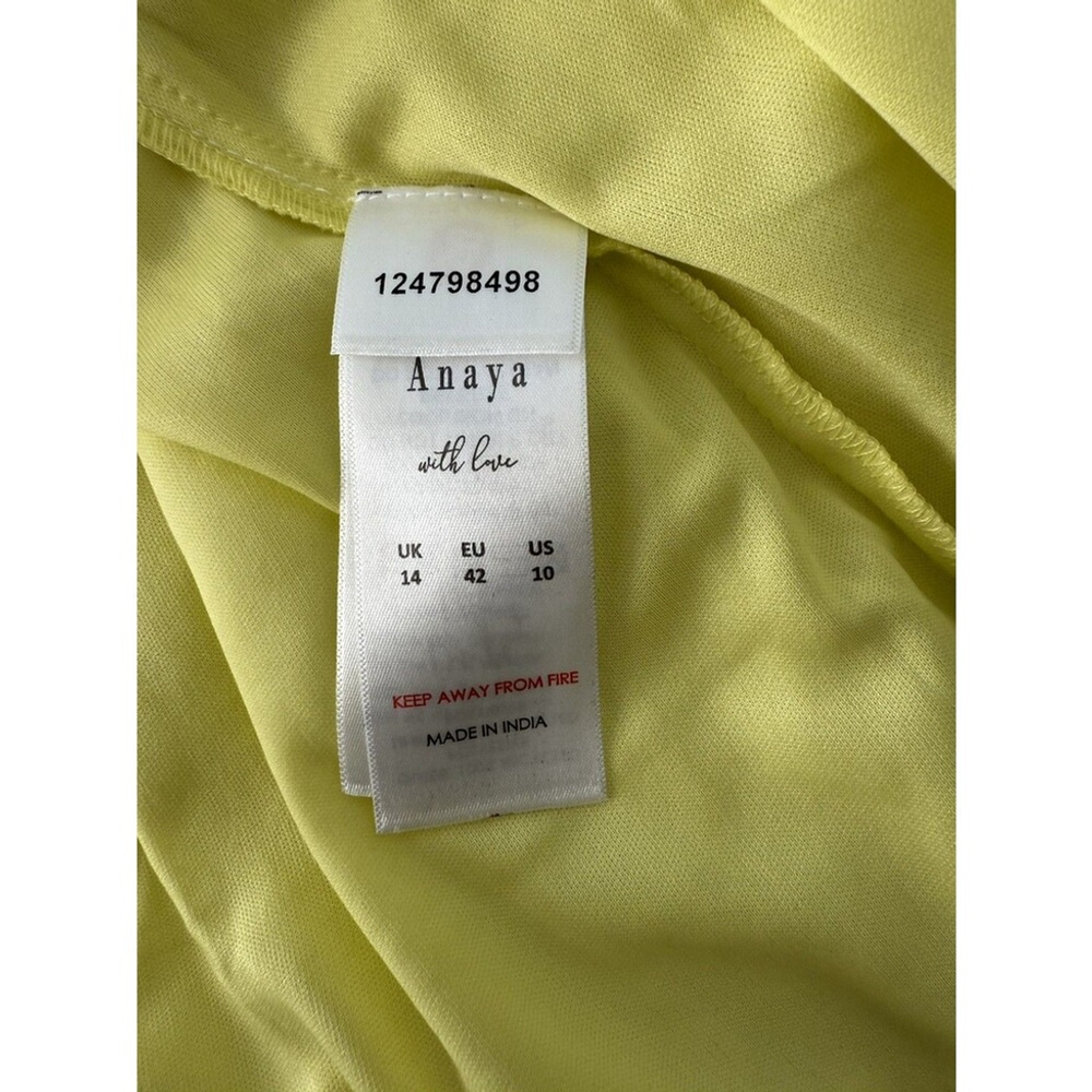 Anaya cut-out puff sleeve women midi dress in light yellow green size 10 - Picture 11 of 13